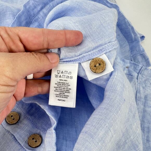 C&C California 100% Linen Small Blue Lagenlook Beachy Relaxed fit Women's Top - Picture 8 of 10